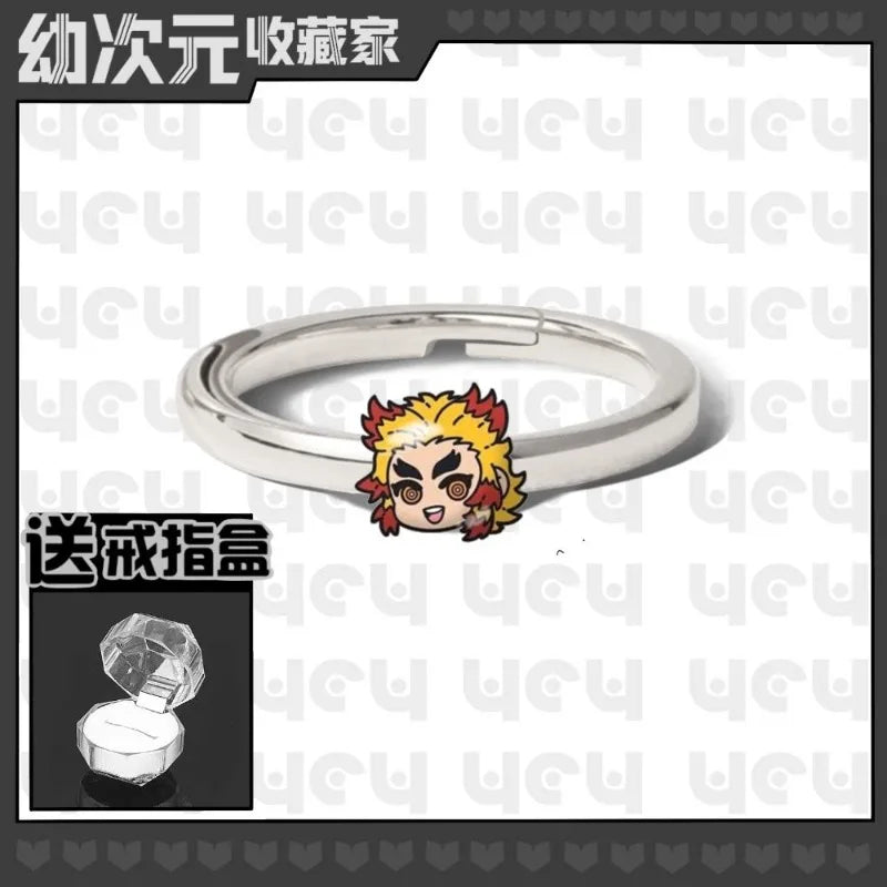 Demon Slayer Douma Tokitou Muichirou Tomioka Giyuu 2D Ring Fashion Personalized Cosplay Accessories Anime Original Niche Gift