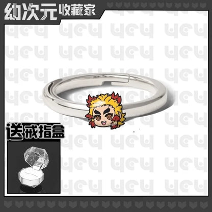 Demon Slayer Douma Tokitou Muichirou Tomioka Giyuu 2D Ring Fashion Personalized Cosplay Accessories Anime Original Niche Gift