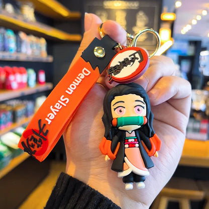 41 Styles Demon Slayer Kimetsu No Yaiba Blade of Ghost Keychain Cute Characters Bag Decor Car Key Chain Ring Fans Gift