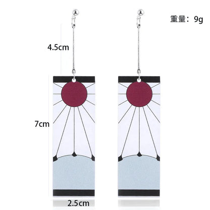 Creative Trinket Acrylic Tanjiro Earrings for Women Girl Accessories Handmade Hoop Earring Anime Jewelry earrings pendientes