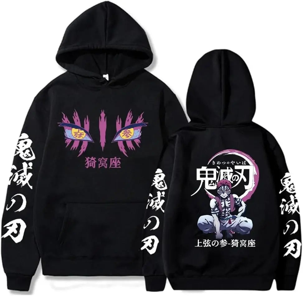 2026 Anime Demon Slayer Akaza Printed Hoodie Sweatshirt Men's and Women's Hoodie Men's Tops Sports Hoodie Harajuku Y2K Hoodie