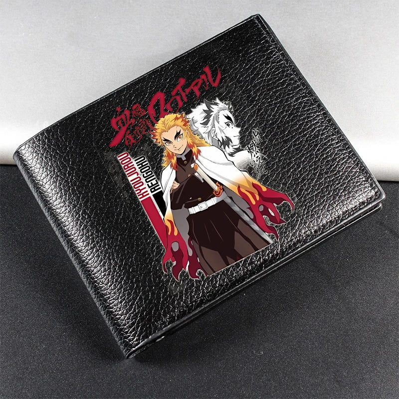 Demon Slayer Man Wallet Anime Print Short Wallets Portable Card Pack Fashion Zipper Coin Purse Adult Card Holder Male Money Bag