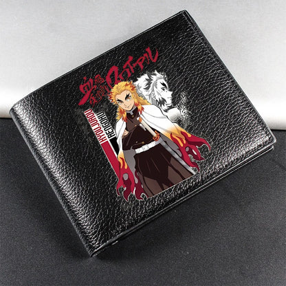 Demon Slayer Man Wallet Anime Print Short Wallets Portable Card Pack Fashion Zipper Coin Purse Adult Card Holder Male Money Bag