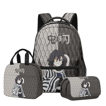 Anime Demon Slayer Kamado Nezuko 3Pcs School Bag Set Kids Backpack with Lunch Bag Pencil Case for Students Casual Travel Bookbag