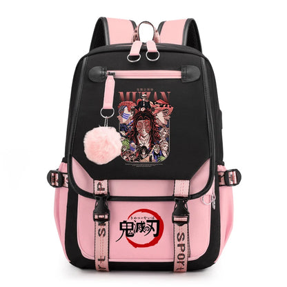 Demon Slayer Anime Print Backpack for Girls Casual School Bookbag Lightweight Teen Travel Rucksack