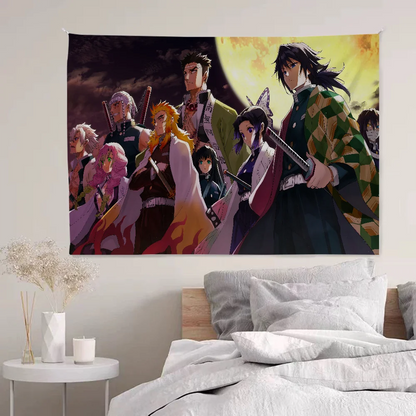 Anime Demon Slayer Colorful Tapestry Wall Hanging Bohemian Wall Tapestries Mandala Wall Art Decor