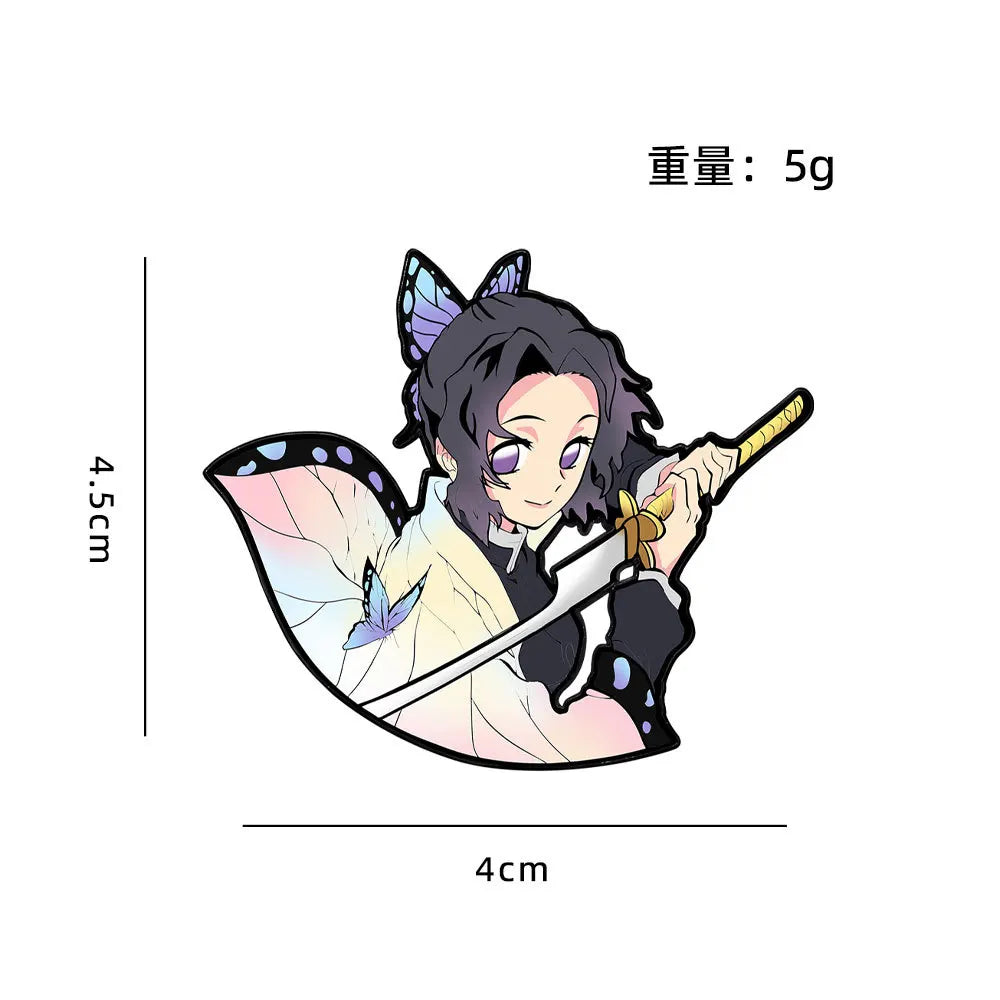 Demon Slayer Cartoon Brooch Badge Student Backpack Decoration Anime Merchandise Shinobu Kocho Japanese Anime