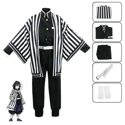 Anime Iguro Obanai Kimono Uniform Anime Pruik Cosplay Kostuum Halloween Feest