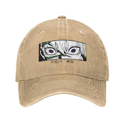 Wind pillar Sanemi Shinazugawa Demons Slayers Baseball Cap Retro Distressed Denim Headwear Outdoor Running Golf  Gift Caps Hat