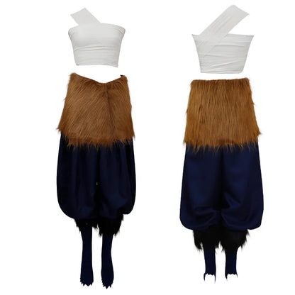 Hashibira Inosuke Cosplay Costume, Boar Head Mask Set, Halloween Party Outfit Inosuke Wigs Package Pants Fancy Dress Pants and