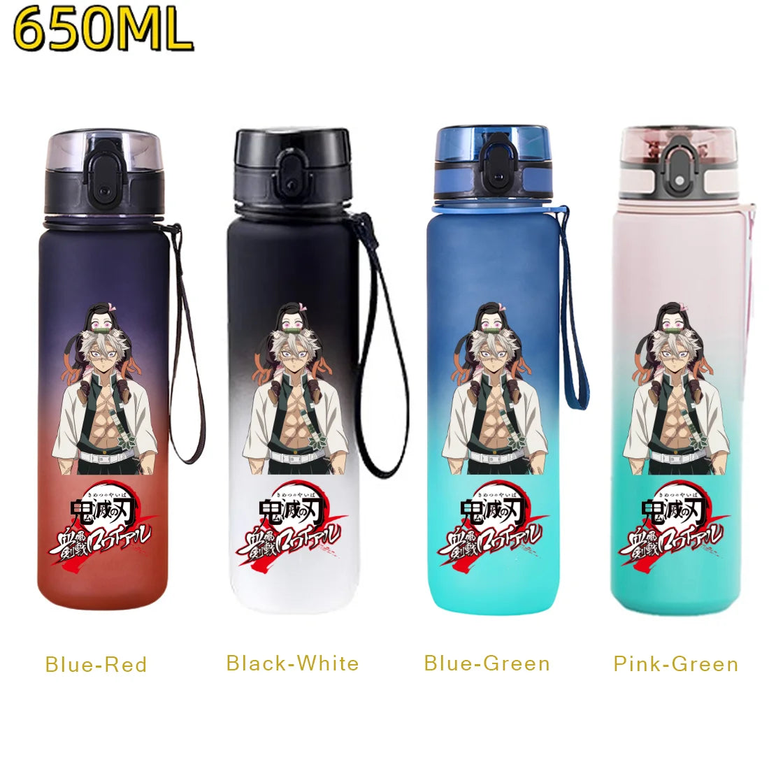 650ML Demon Slayer Kamado Tanjirou Rengoku Kyoujurou Portable Sports Water Bottle Leak Proof Outdoor Travel Sports Fitness Jugs