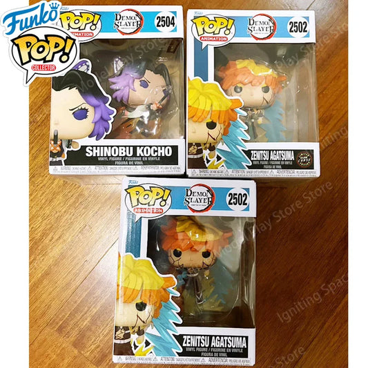 Funko Pop Demon Slayer Set Tanjiro Zenitsu Giyu Shinobu Akaza #2502 #2503 #2504 Figures Collectible Anime Model Ornament Gift