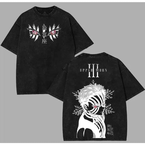 Anime Demon Slayer Retro Double Sided Washed Men's Super Large T-shirt Spring/Summer New Style Suitable for Both Men and Women