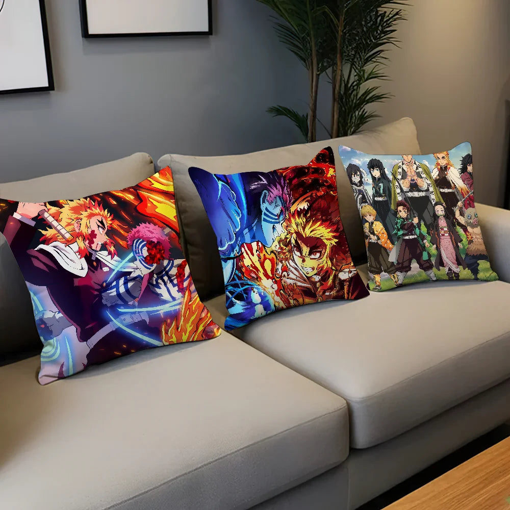 anime art comic d-Demon s-Slayer cushion cover Comfortable soft Pillow Case for Sofa Living Room Home Decor Protective Covers