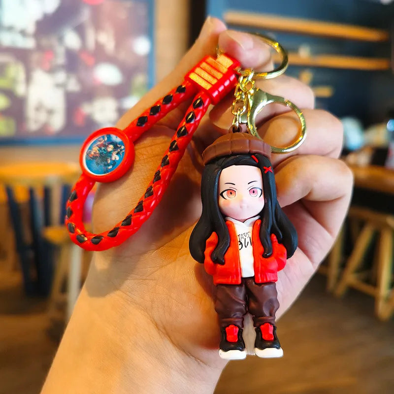 41 Styles Demon Slayer Kimetsu No Yaiba Blade of Ghost Keychain Cute Characters Bag Decor Car Key Chain Ring Fans Gift