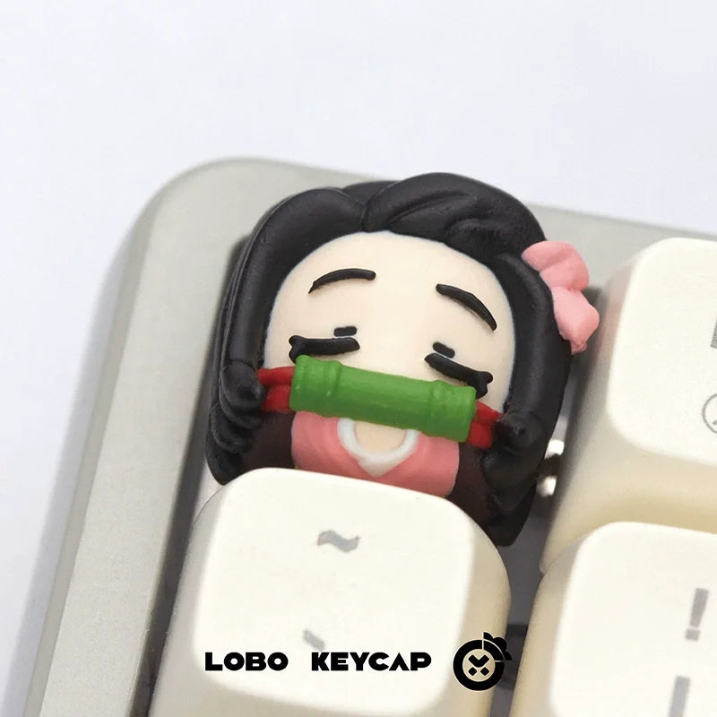 Anime Demon Slayer Kamado Nezuko Series Multiple Styles Keyboard Cute Keycap Decoration Contain Periphery Collectble Fun Gifts
