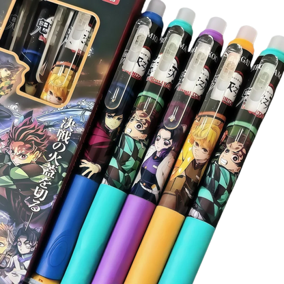 4pcs Demon Slayer erasable pens cartoon anime retractable pens ST quick-dry 0.5mm ballpoint pens for students study stationery