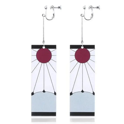 1PCS Fashion Acrylic Tanjiro Earrings Demon Slayer Earrings Anime Cosplay Props Hanafuda Drop Long Earrings for Women Girls