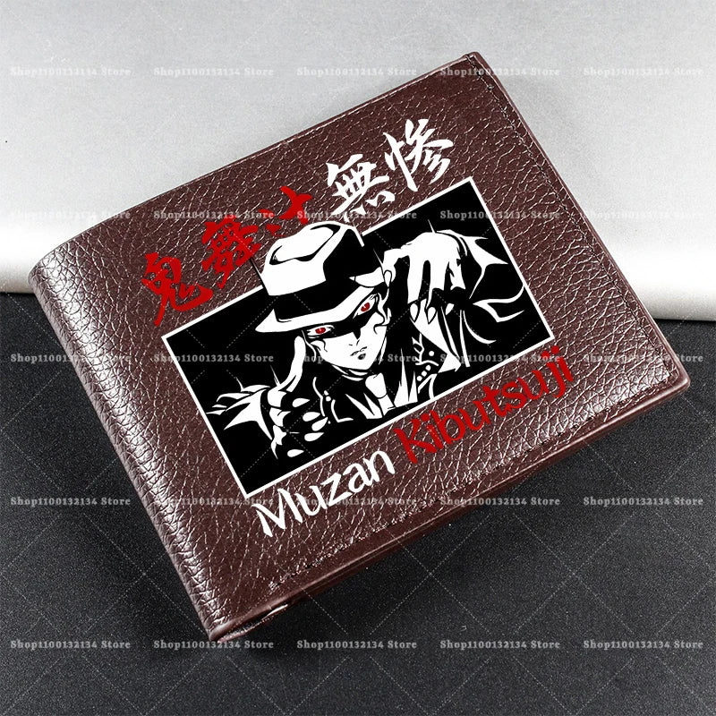 Demon Slayer Man Wallet Anime Print Short Wallets Portable Card Pack Fashion Zipper Coin Purse Adult Card Holder Male Money Bag