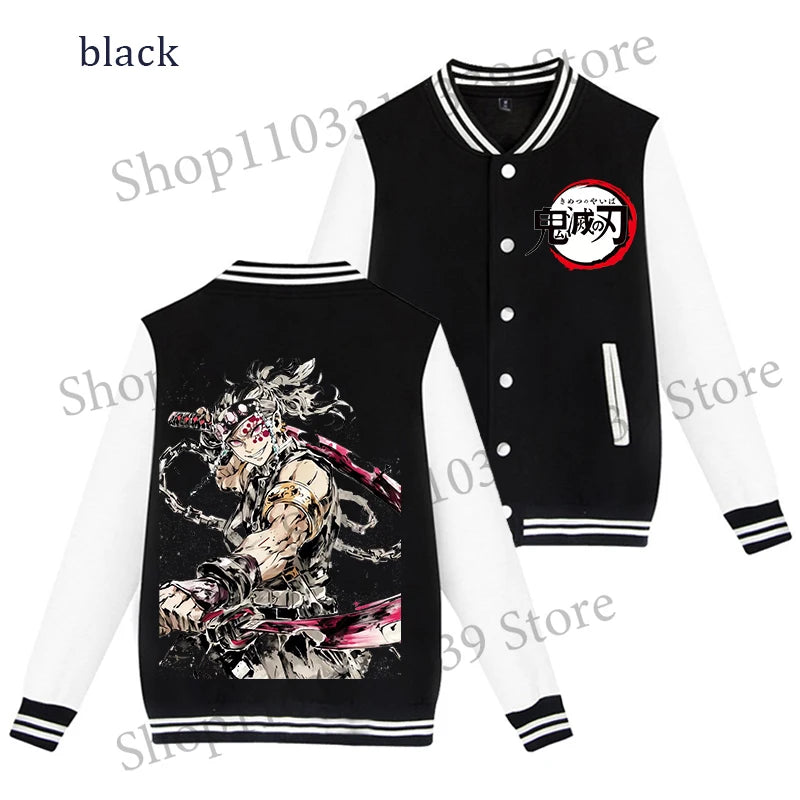 Demon Slayer Baseball Jacket Autumn Winter Jacket Coat Man Woman Giyu Tomioka Muichiro Tokito Anime Clothing Adult Harajuku Coat