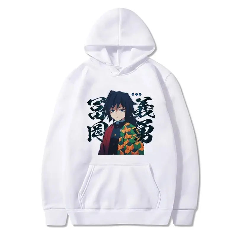 Japanese anime Demon Slayer Tomioka Giyuu pattern printed men's hoodie long-sleeved sweatshirt Unisex streetwear