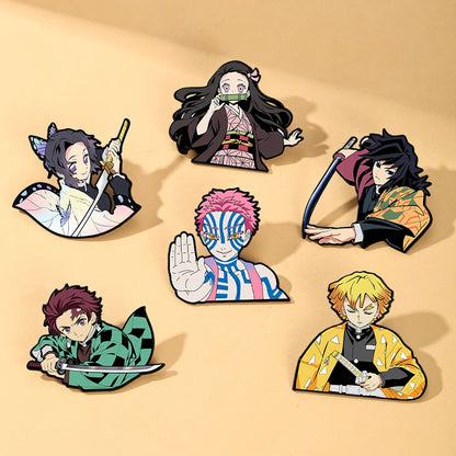 Demon Slayer Cartoon Brooch Badge Student Backpack Decoration Anime Merchandise Shinobu Kocho Japanese Anime