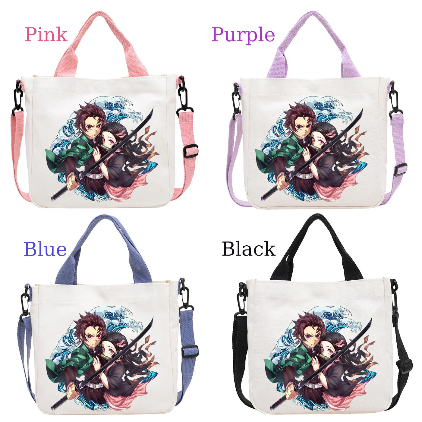 Demon Slayer Kamado Nezuko Tanjirou Anime Cartoon Crossbody Bag Commuting Shoulder Bag Canvas Tote Bags Handbag Birthday Gift