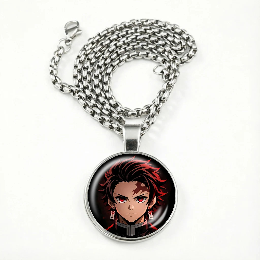 Demon Slayer Necklace for Women Cute Nezuko Jewelry Time Gem Pendants Fashion Sweater Decoration Anime Cartoon Accessories Gift