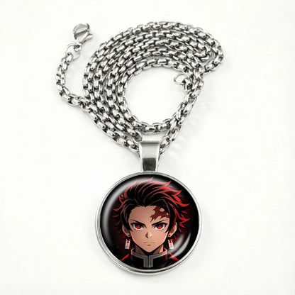 Demon Slayer Necklace for Women Cute Nezuko Jewelry Time Gem Pendants Fashion Sweater Decoration Anime Cartoon Accessories Gift