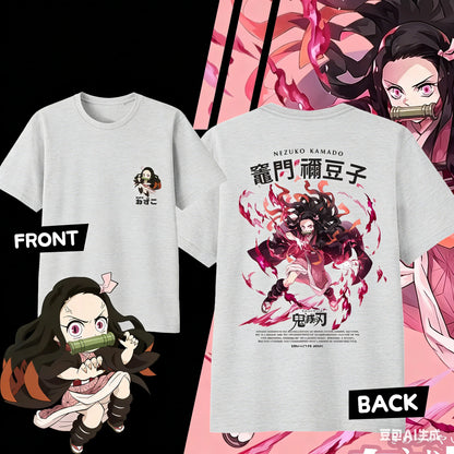 Demon Slayer Kamado Nezuko Pure Cotton T-shirt for 2026 Summer Kids/Men's/Women's Fashion Casual Cosplay Short Sleeved T-shirt