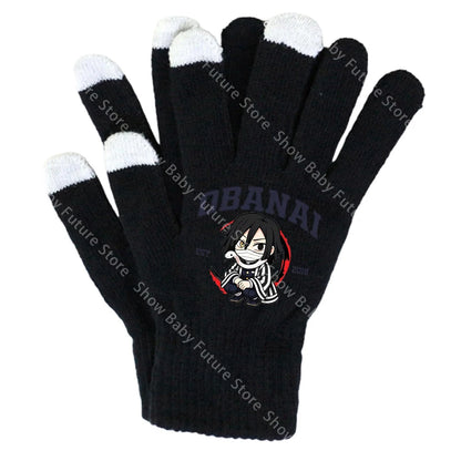 19CM Adult Gloves Demon Slayer Infinity Castle Boys Gloves Cartoon Tanjirou Screen Gloved Winter Anime Kids Birthday Cute Gifts