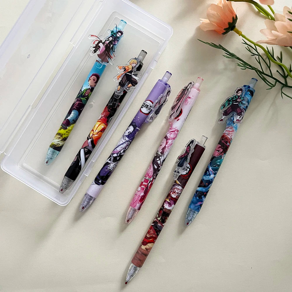 6pcs/box Hot New Anime Slayer Gel Pen Student Writing Pen Character Stationery School Supplies Gift Seasonal Companion