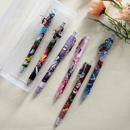 6pcs/box Hot New Anime Slayer Gel Pen Student Writing Pen Character Stationery School Supplies Gift Seasonal Companion