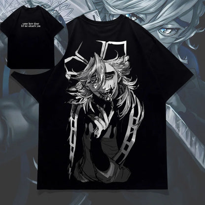 2026 Hot Demon Slayer Douma Anime T-shirt Men Summer Casual Oversized Streetwear Black Graphic Tee Short Sleeve High-quality Top