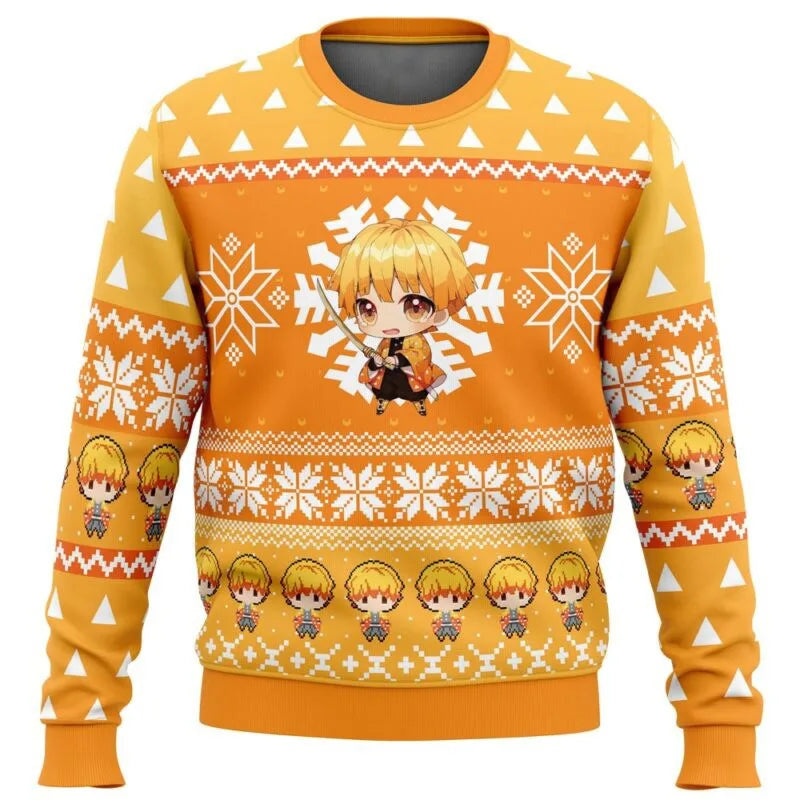 New Demon Slayers  inter Christmas Series Blade Round Neck Hoodie Printed Imitation Sweater Knitted Decorative Daily Necessit