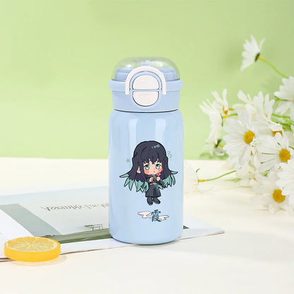 500ml Demon Slayer Thermos Cup 316 Stainless Steel Insulated Cup Girl Boy Anime Portable Straw Water Bottles Kid Travel Cup Gift