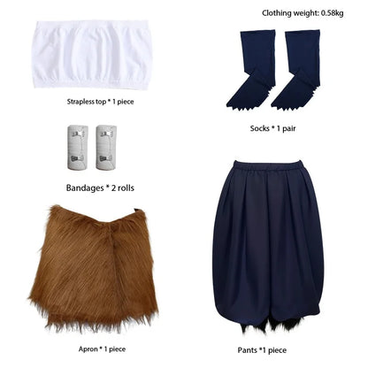 Hashibira Inosuke Cosplay Costume, Boar Head Mask Set, Halloween Party Outfit Inosuke Wigs Package Pants Fancy Dress Pants and
