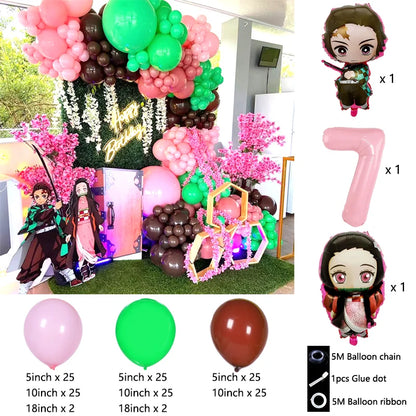 Anime Kimetsu No Yaiba Balloon Garland Assembly Kit Stylish Party Decoration Supplies for Birthday Celebration