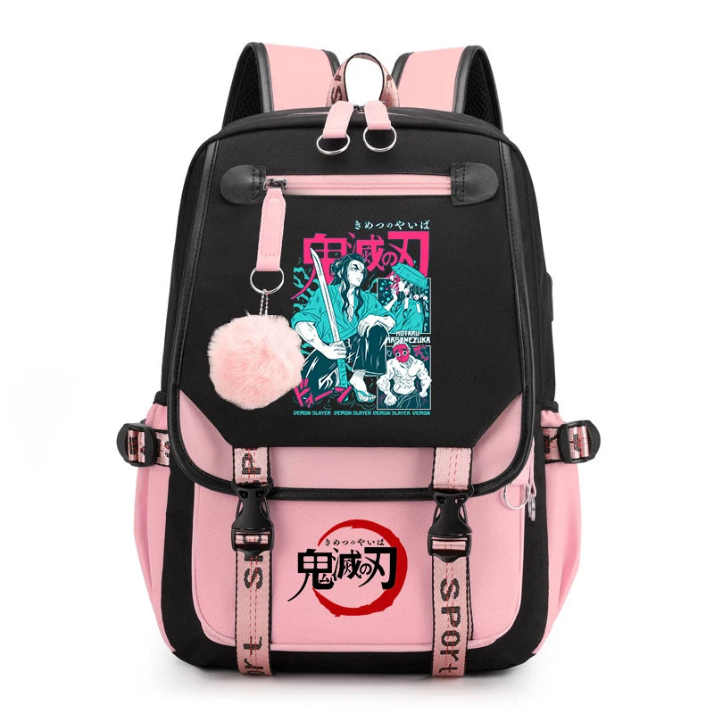 Demon Slayer Anime Print Backpack for Girls Casual School Bookbag Lightweight Teen Travel Rucksack