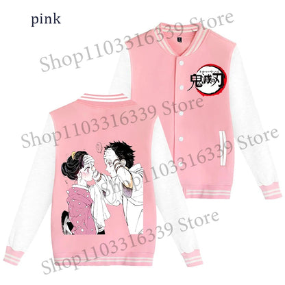Demon Slayer Baseball Jacket Autumn Winter Jacket Coat Man Woman Giyu Tomioka Muichiro Tokito Anime Clothing Adult Harajuku Coat