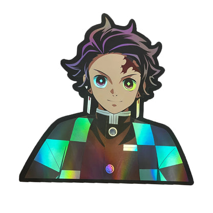 Demon Slayer Cartoon Holographic Anime Laser Stickers Motorcycle Anime Lenticular Car Window Sticker For Laptop Hot（25 designs）
