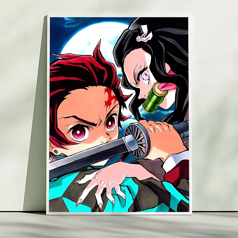 Demon Slayer Nezuko Kamado Cartoon Poster HD Art Sticky Wall Waterproof Home Living Room Bedroom Bar Aesthetic Decoration
