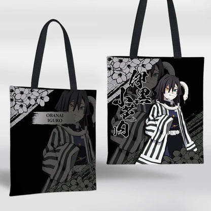 Demon Slayer Mini Shoulder Bag Tanjirou Nezuko Tote Bag Anime Canvas Backpack for Travel Hand-Painted Tote Bag Simple Style Gift