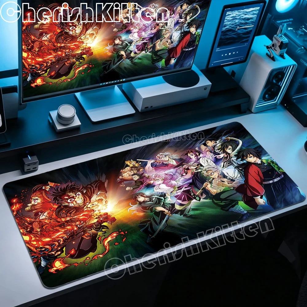 XXL Mouse Pad Large Demon Slayer Mousepad Office Computer Keyboard Gaming Table Mats for Laptop PC Anti-Slip Rubber Desk Mat