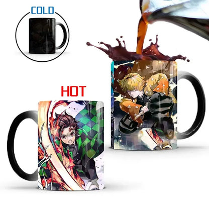 Demon Slayer Discoloration Mug Kimetsu No Yaiba Color Changing Cup Anime Ceramic Coffee Cup Heat Sensitive Milk Tea Mugs Novelty