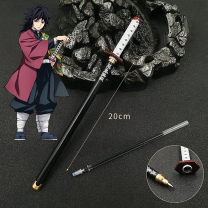 New 17 Styles Japan Anime Demon Slayer Model Gel Pen 0.5mm Black Refill Cosplay Prop Kid Student Gift SlayerWeapon Sword