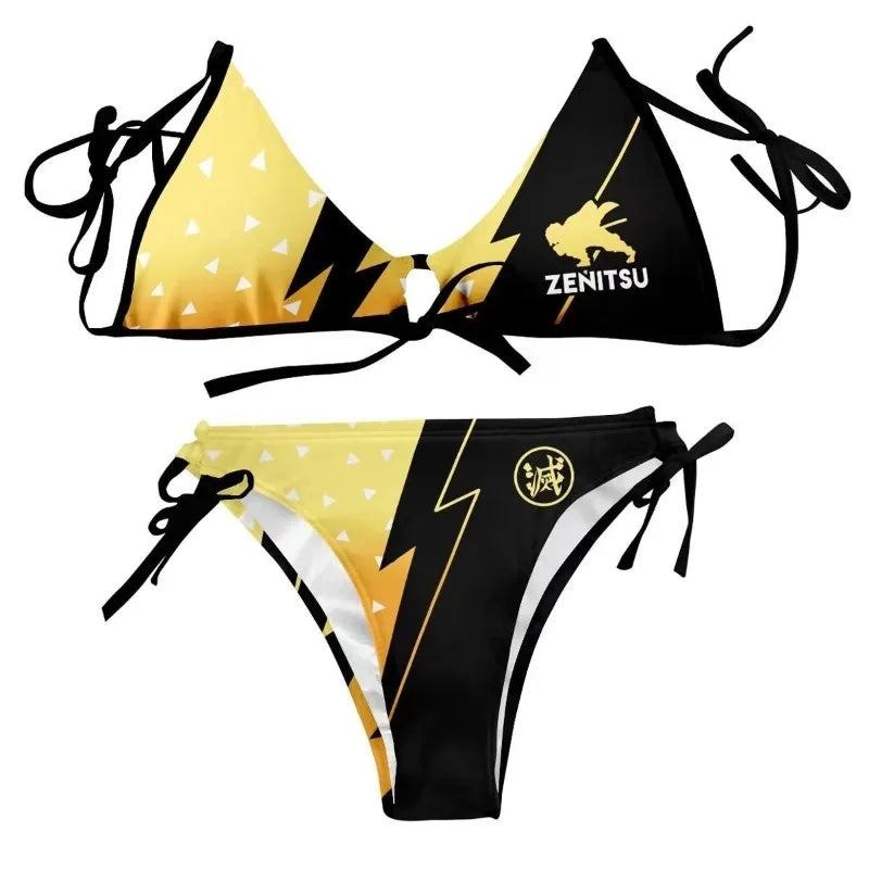 Newswimsuit Demon Slayer Anime Sexy Bikini Suit Super Fairy Fresh 3D Digital Print Swimming Suit Cute Personalized Festival Gift