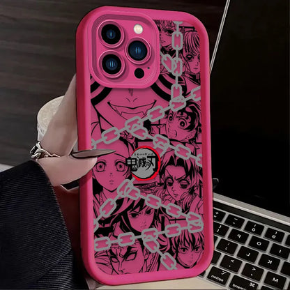 Demon Slayer Anime Line Art Cool Soft Phone Case for IPhone 17 Air 16 16E 15 14 13 12 11 Pro Max X XS X S Max XR SE 2020 SE4 7 8