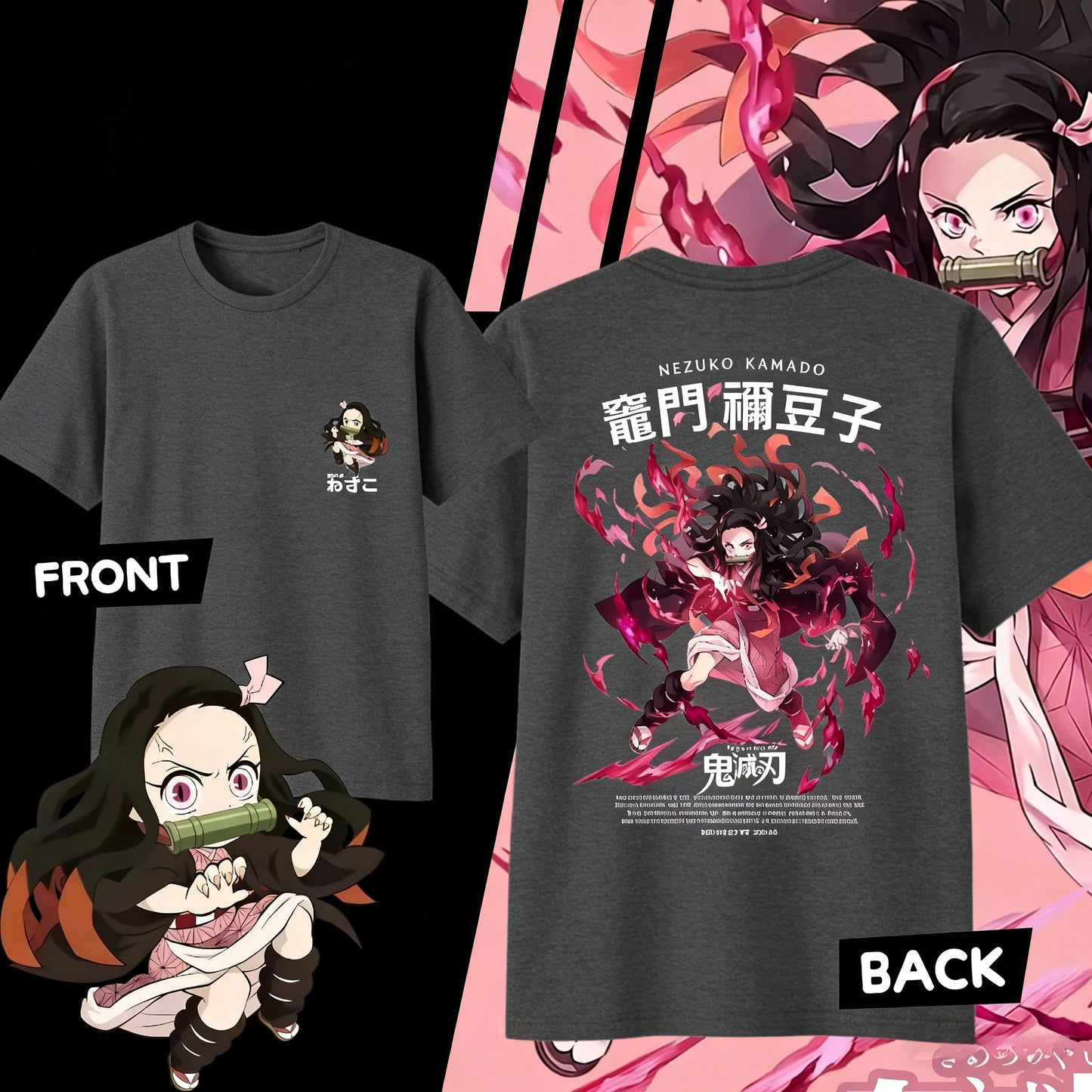 Demon Slayer Kamado Nezuko Pure Cotton T-shirt for 2026 Summer Kids/Men's/Women's Fashion Casual Cosplay Short Sleeved T-shirt