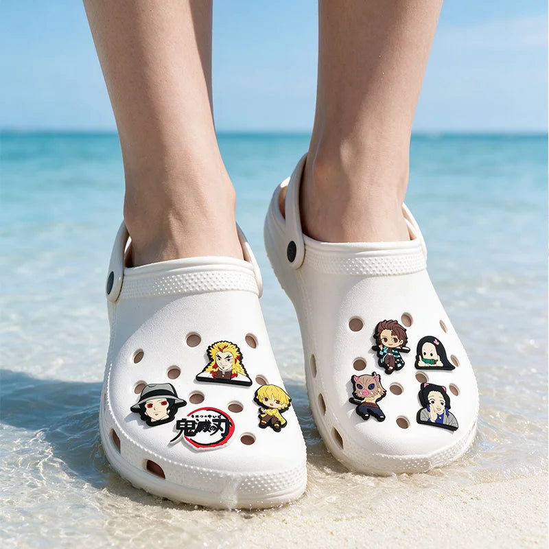 Demon Slayer Anime Shoe White Soft EVA Breathable Hole Shoes Non-slip Indoor Outdoor Beach Casual Slippers Unisex Daily Footwear